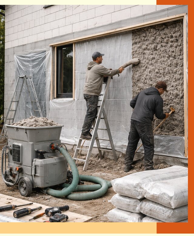 Утепление дома из газобетона эковатой в Слободской от 4637 руб./м2 | ТепломастерСлб